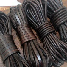Genuine Leather Cord 2m Retro 1.5-10mm Round Flat Strand Rope Jewelry Findings