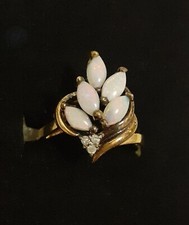 14K Gelbgold Vintage Opal Cluster Ring - Größe 5 -2,9g - gebraucht