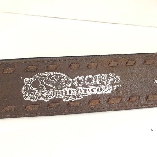 Nooona Belt Co Brown Tooled Leather w/ Bronze Flying Eagle Buckle 34” N2435602 - Picture 3 of 8