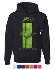 Ford Mustang Green Stripe Hoodie Classic American Muscle Car