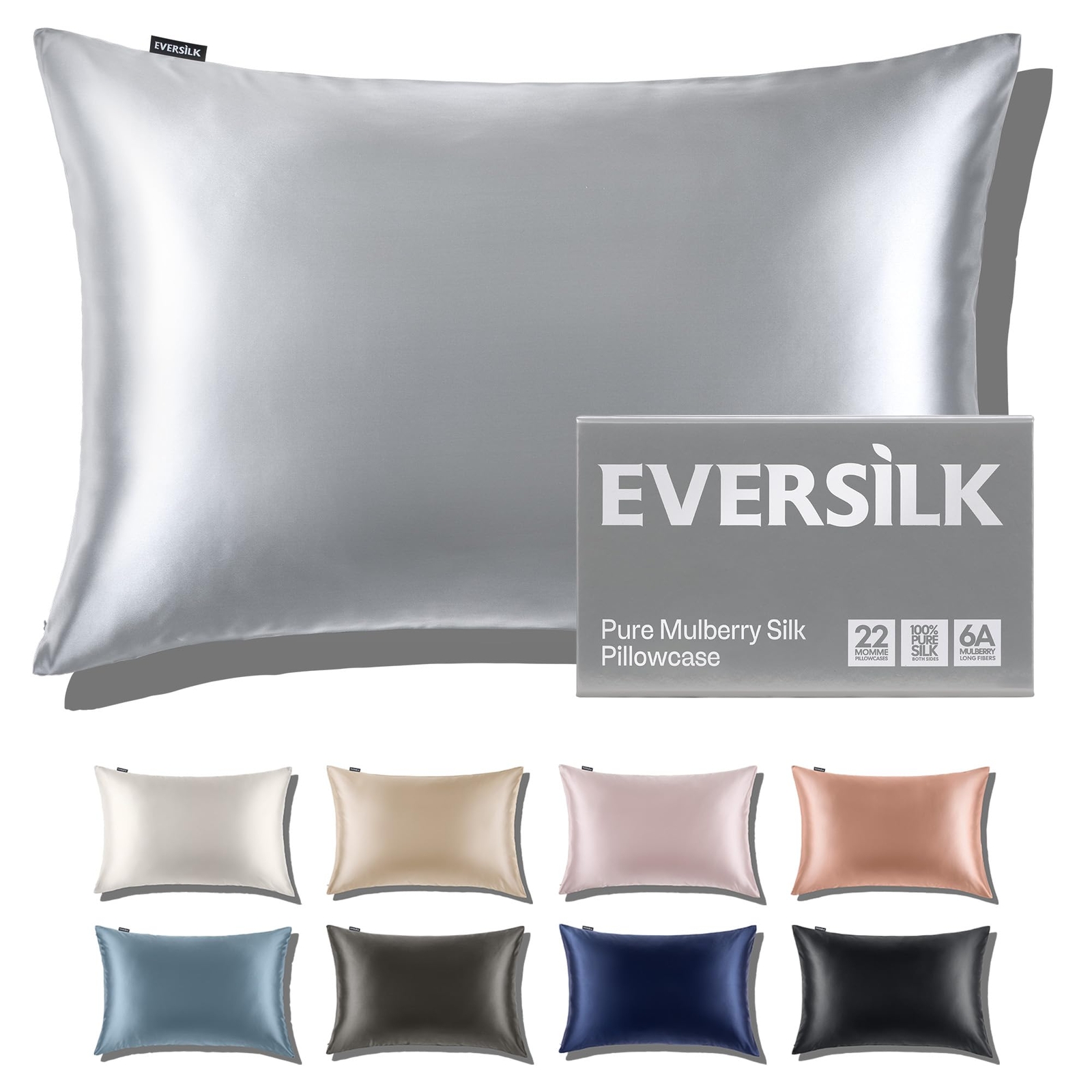 EVERSILK Silk Pillowcase for Hair and Skin: 100% Mulberry Silk - 22 Momme Sil...-image