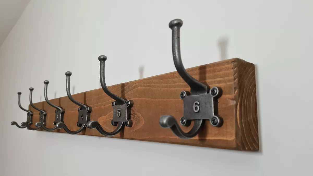 Handmade Wooden Coat Rack Vintage Cast Iron Coat Hook Reclaimed