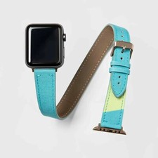 Heyday Double Watch Band for Apple Watch 38mm 40mm Green Blue Stripes B243