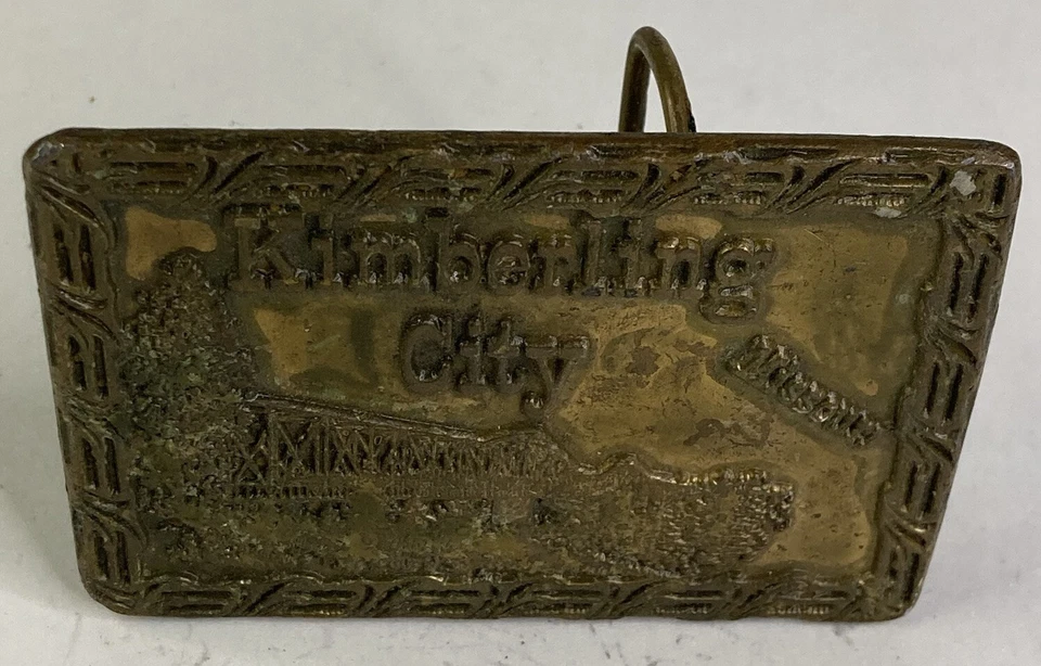 Vintage “Kimberling City, Missouri” Solid Brass 3” Rectangle Belt Buckle - Image 2 of 4