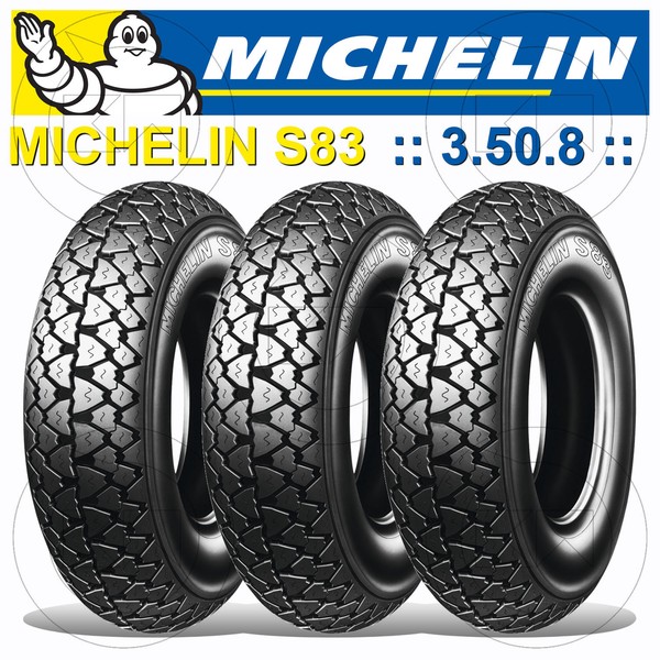Set 3 Pneumaticio Michelin S83 3.50.8 Vespa 125 150 VBA1 VBA2 VN1 VN2 VM1 VM2-image