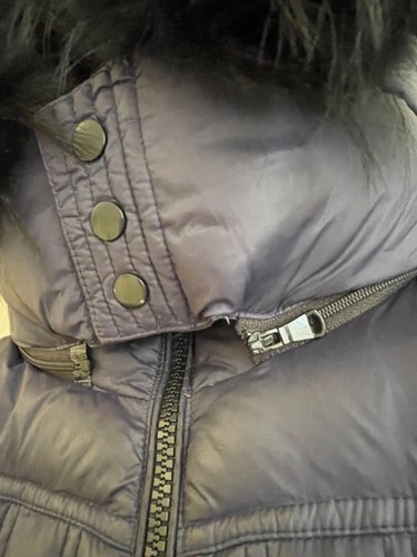 Scotch Bonnet Duck Down Fur Hooded Coat Girls Navy Blue Size 14 Faux Fur Puffer - Picture 8 of 12