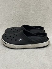 Crocs Classic Slip On Clogs Men's 9 Women's 11 Black White Stripe Sandals Shoes