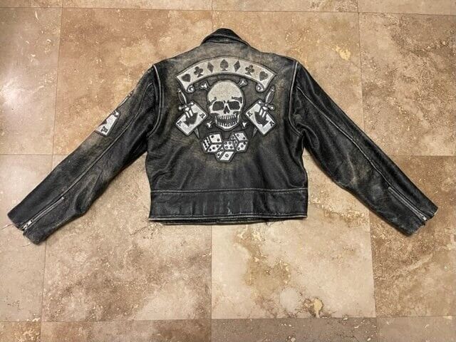 Vintage North Beach Leather Jacket Skull Dagger Cards Vintage North Beach Leather Jacket Skull Dagger Cards