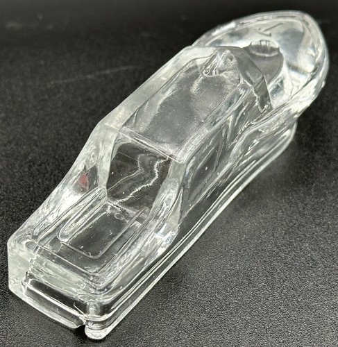 Contenedor de caramelos de barco a motor de vidrio transparente reproducción vintage Pisapapeles Taiwán - Imagen 7 de 12