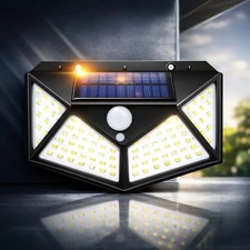 Solar Power PIR Motion Sensor Wall Lights 100 LED Outdoor Garden Security Lamp