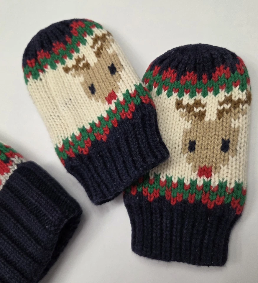 Bebé GAP 12-18 Meses Tejido Suave Pom Pom Hada Reno Gorro y Mitones Conjunto Foto 3 de 4