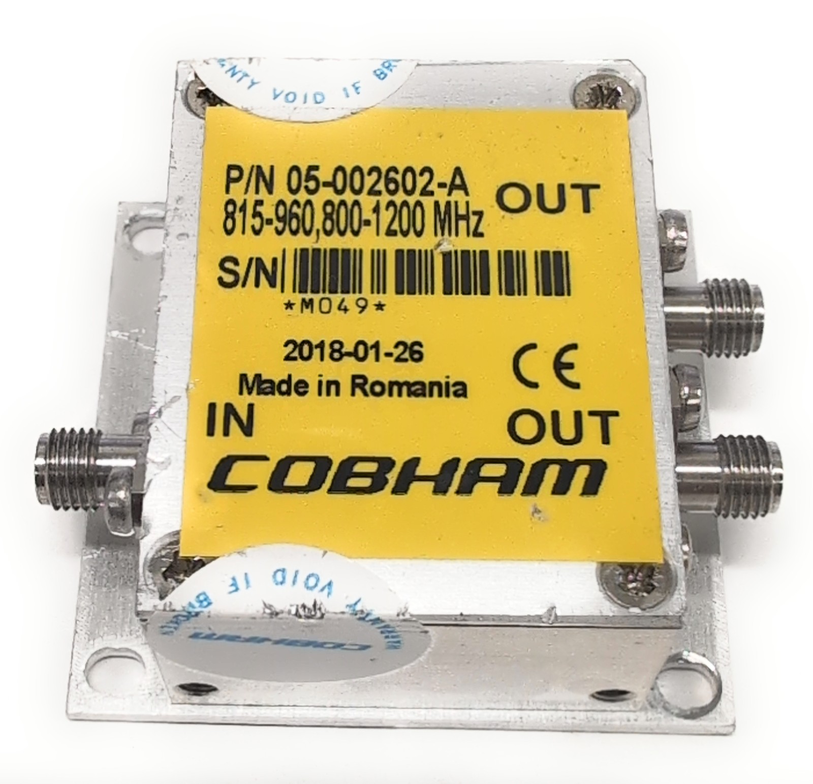 Cobham 815-960 / 800-1200Mhz SMA Crossband Coupler 05-002602-A