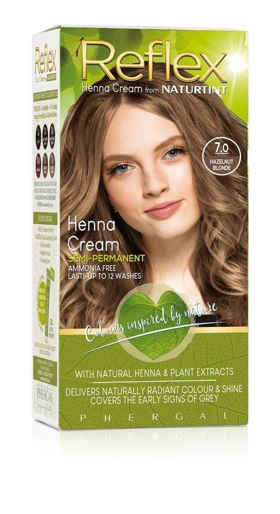Naturtint Reflex Semi-Permanent Henna Cream 7.0 Hazelnut Blonde 110ml - 4 Pack