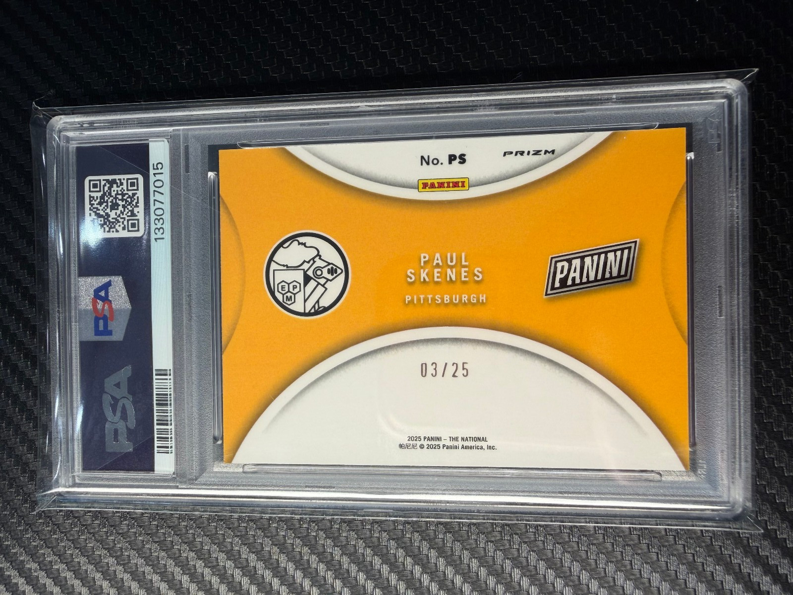 2025 Panini NCSS VIP Gold Paul Skenes Color Blast 3/25 #PS PSA 9 view 2