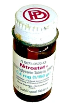 Parke-Davis Nitrostat Nitroglycerin Tablets Pharmacy Bottle Free Shippping