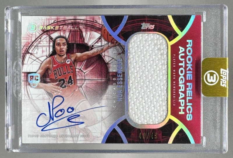 Noa Essengue 2025 Topps Three #RRA-NE Patch RC Auto /49 Rookie