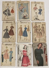 VTG Mid-Century Advance Sewing Patterns Misses, Women's  Dresses, Blouses, Skirt