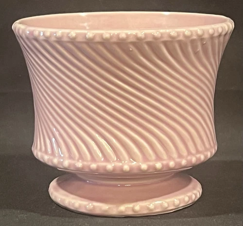 Vintage 1940's McCoy USA Pink/ Mauve Swirled Beaded Vase Planter -4 1/4”H