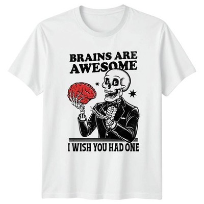 Brains Are Awesome I Wish You Had One Skelett Humor Herren Damen Grafik T-Shirt