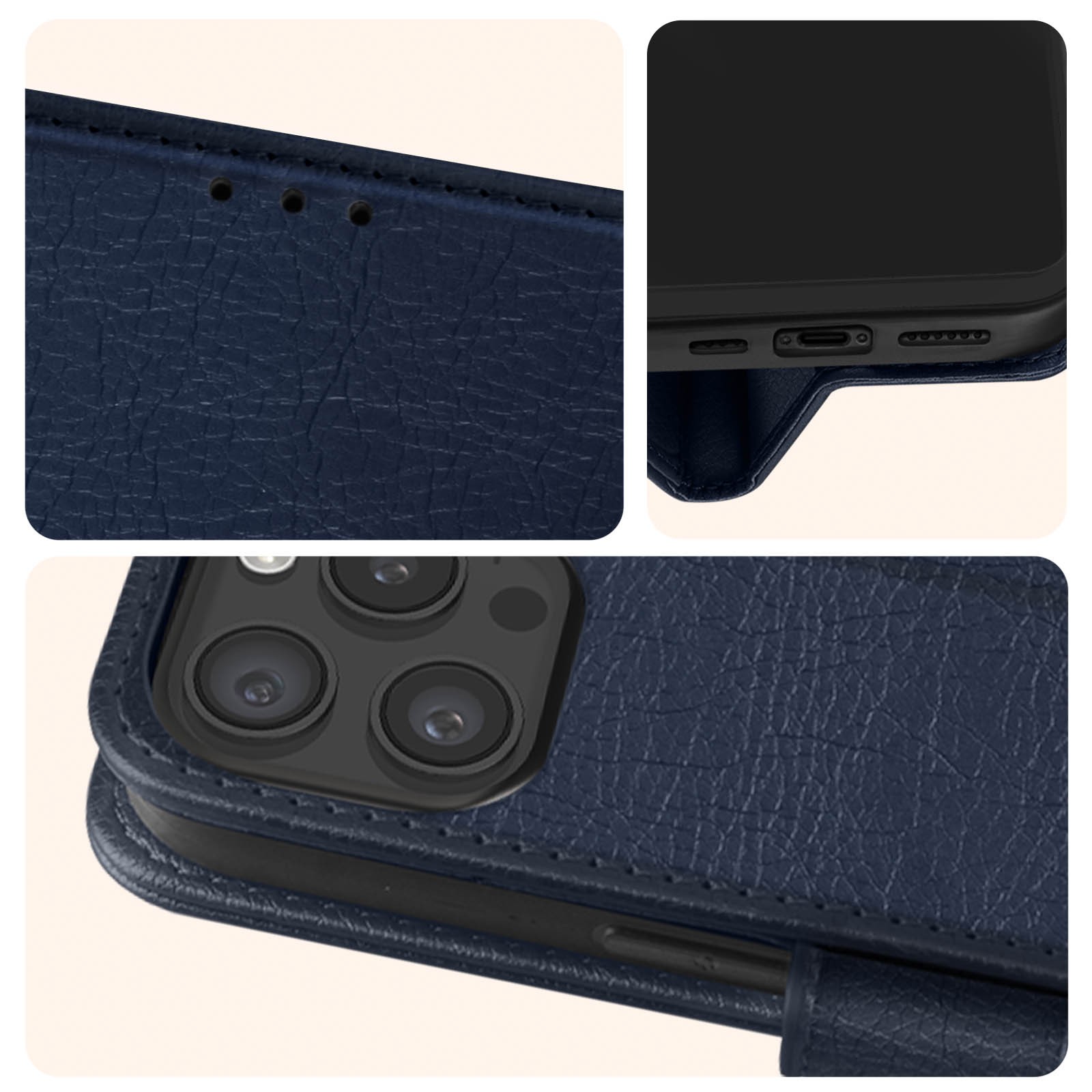 Coque iPhone 15 Pro bleue porte-carte pour simplifier vos sorties - 4
