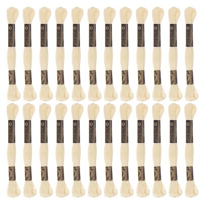 24 Skeins Embroidery Floss 8m Each Cotton Cross Stitch Thread Cream