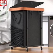 Durable Rolling Laundry Basket W/ Waterproof Bag  Wheels Heavy Duty Hamper New