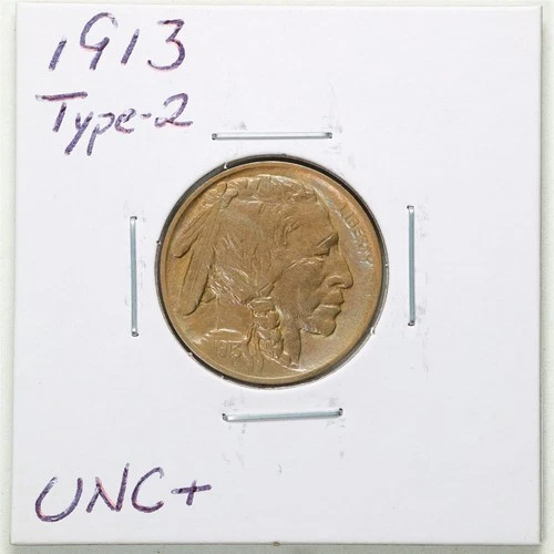 1913 Type-2 Ground In Recess 5C Buffalo Nickel in UNC+ Condition #6110