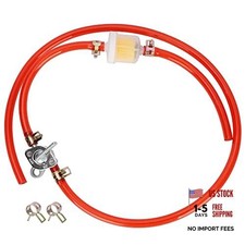Inline Fuel Petcock Gasoline Filter Tubing Set with Clamps for 50cc 70cc 110cc
