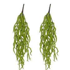 2Pcs Artificial Amaranthus 31 Faux Lovers Tears Fake Hanging Green Plants for...