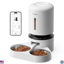 Automatic Cat Feeder 5L WiFi Pet Dispenser for 2 Cats/Dogs, Remote Control