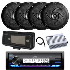 JVC Marine Bluetooth Radio, Amp, 4x 6.5" 240W Speakers, Cover (Black), Antenna
