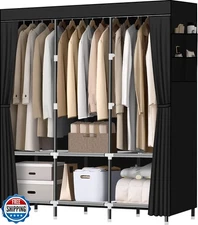 LOKEME Wardrobe Closet,Portable Closet for Bedroom Steel Pipe Diameter 19mm S