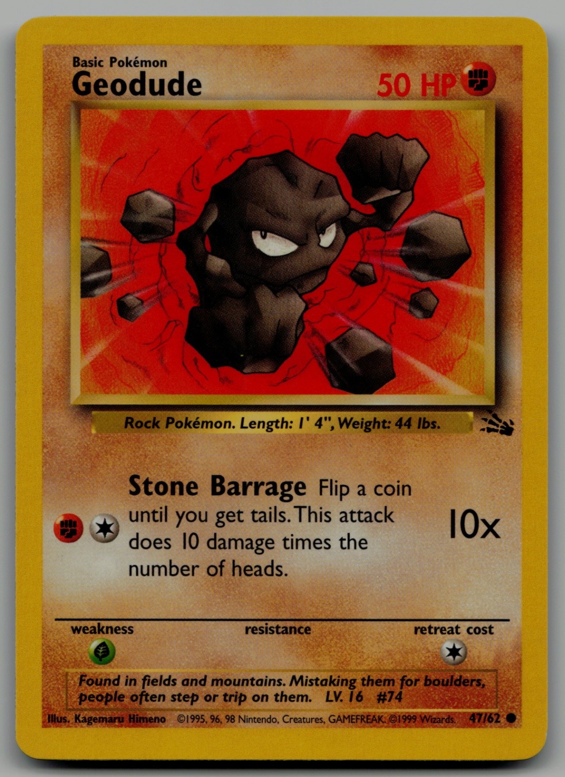 Geodude Common Fossil 47/62 NM