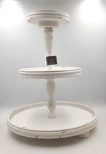 OPEN BOX - Tripar International 3-Tier Wooden Display Stand | Cream