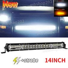 Dual Color Strobe Led Work fog Light Bar 14inch Flood Spot Combo Offraod Truck