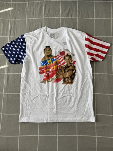 NOWY WWE Authentic Summerslam Stars & Stripes Yokozuna Lex Luger Koszulka męska XL - Zdjęcie 2 z 15