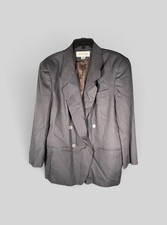 Vintage 90s Jones New York Gray Blazer Womens 16W Double Breasted Jacket USA