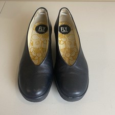 Fly London Black Patent Leather Round Toe Platform Wedge Shoes Size 37.