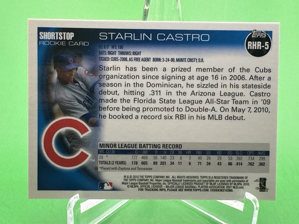 STARLIN CASTRO 2010 Topps Redemption Red Hot ROOKIE #RHR-5 - NM - Refr Lines - Image 2 of 2