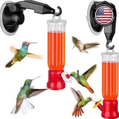 2-Pack Mini Hummingbird Feeders with Suction Cups   Leakproof & Colorful Flowers