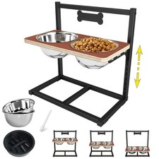 ADENGL Elevated Dog Bowls with Slow Feeder - 9 Heights Adjustable Raised Dog ...