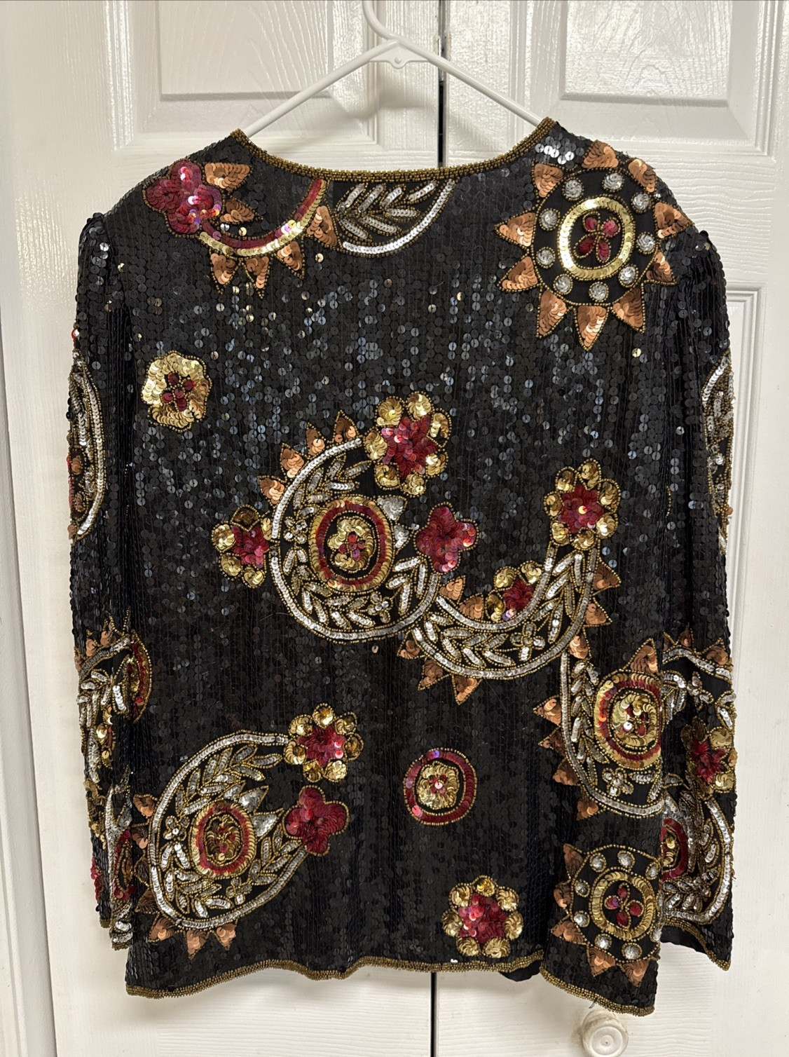 Lawrence Kazar ~ Women's Silk Beaded Sequined Jacket  ~ 1X~ Multicolor ~ Vintage