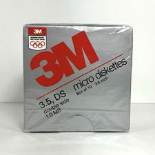 VTG 3M 12042 3.5  DS 1.0 MB Micro Diskettes Floppy Disks Sealed Box Of 10- Japan