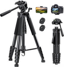 Tripod Stand with Phone Holder and Remote 74 Inches Heavy Duty Camera Compatible