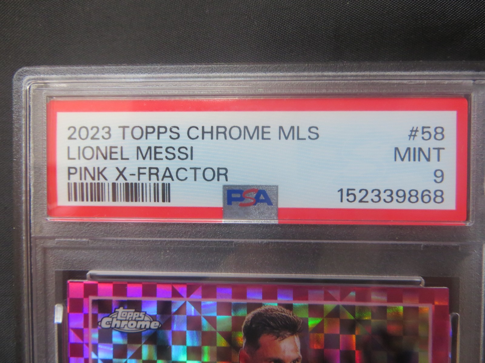 2023 TOPPS CHROME MLS #58 - LIONEL  MESSI - PINK  X-FRACTOR  - PSA  MINT  9 view 4