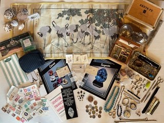Vintage Estate GRANDMA’S GRANDPA’S JUNK DRAWER Miscellaneous Lot Jewelry Gems