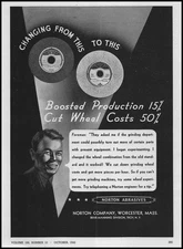 1942 Norton Co. Worcester Massachusetts Grinding Department Foreman Print Ad