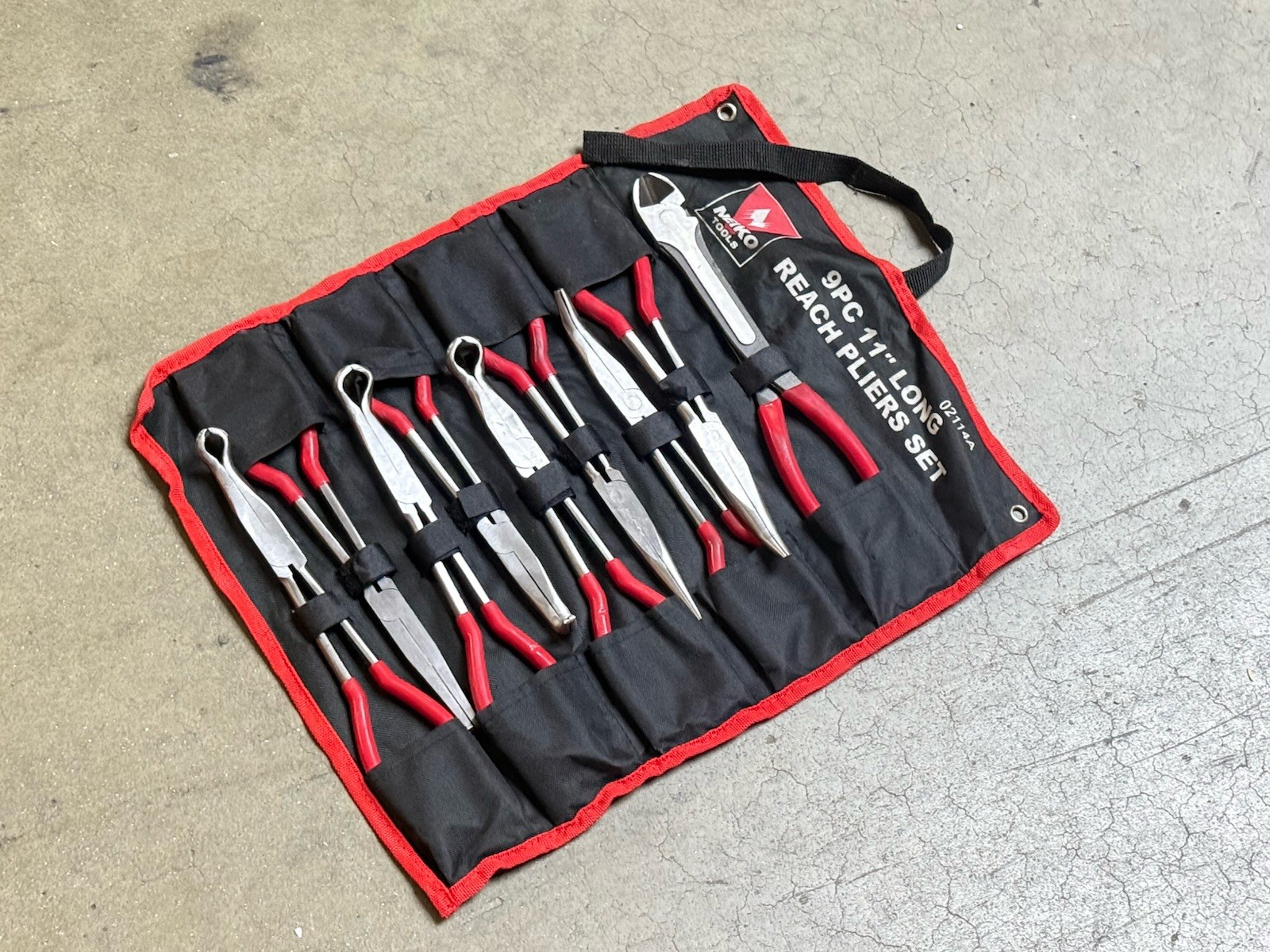 9pcs 11" Long Nose Plier Set Long Reach Circle Bent Needle Nose Diagonal Cutter