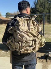 Authentic 3 Desert U.S. Military MOLLE II Assault Pack With Extra Pouches