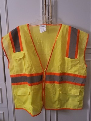CONDOR High-Visibility Vest: ANSI Class 2, U, 2XL, Yellow, Mesh, Zipper NWOT